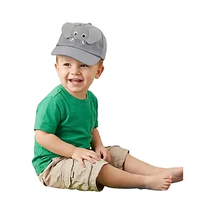 boné infantil elefante aplique orelhinhas aba curva cinza regulagem de tamanho 1 a 3 anos