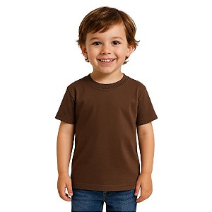camiseta marrom infantil lisa unissex 100% algodão macia confortável tamanhos 2 a 16