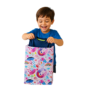 saco para presente infantil chovendo amor estampa alegre divertida laminado unidade 20cm x 29cm
