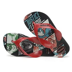 chinelo liga da justiça havaianas infantil estampa multicolorida de herois