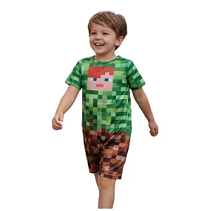 fantasia gamer infantil macacão poliéster sublimado cores vibrantes tamanhos 4 a 8 anos