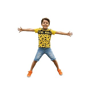 camiseta dinossauro menino desenho divertido 100% algodão confortável tamanhos 4 a 10 anos