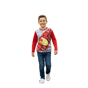 camiseta manga longa homem de ferro infantil kamylus vermelha 10 anos