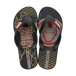 chinelo infantil homem de ferro iron man menino solado borracha resistente nos tamanhos de 25 a 32