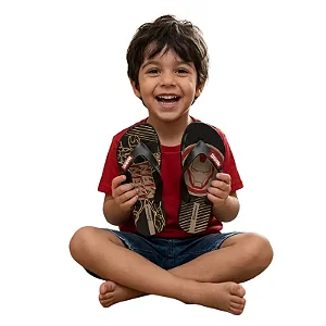chinelo infantil homem de ferro iron man menino solado borracha resistente tamanhos 25 a 32