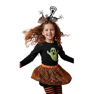 tiara halloween infantil menina plástico detalhes com mãos aranha e pânico em eva
