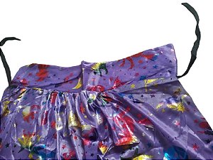capa  bruxinha feminina infantil túnica halloween colorida poliéster roxa tamanho altura 80cm x 50cm largura