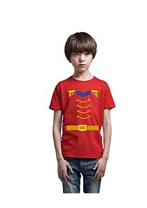 camiseta soldadinho de chumbo infantil vermelha 100% algodão vários tamanhos 2 a 12 anos
