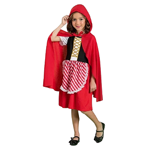 fantasia chapeuzinho vermelho infantil vestido confortável magia diversão tamanhos 2 e 8
