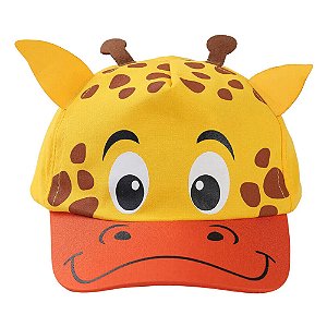 boné infantil girafa amarelo unissex em poliéster tamanho único com regulagem 1 a 3 anos