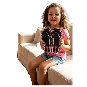 chinelo infantil menina estampada molduras cerejas solado borracha várias cores tamanhos 23 a 32