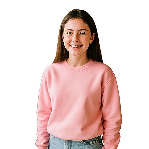 blusão moletom rosa flanelado básico feminino tamanhos juvenil