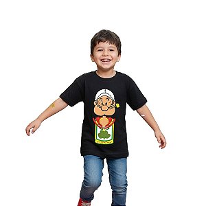camiseta do popeye infantil unissex estampa divertida 100% algodão tamanhos 6 e 8 anos