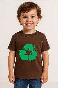 camiseta personalizada infantil unissex 100% algodão estampa simbolo reciclagem digital várias cores tamanhos 2 a 8