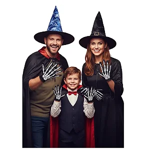 kit 3 luva preta poliéster infantil adulto festa fantasia temática halloween tamanho único 11 cm x 22 cm