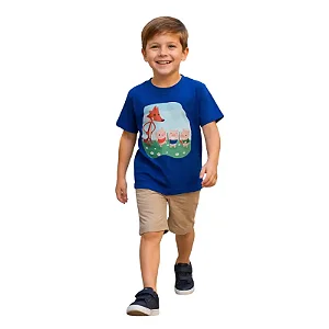 camiseta customizada infantil três porquinhos com lobo mau 100% algodão confortável tamanhos 2 a 8 anos