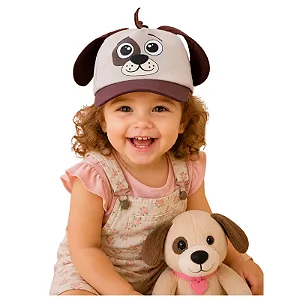 bone infantil bebe cachorrinho unissex poliéster confortável ajuste velcro para 1 a 2 anos