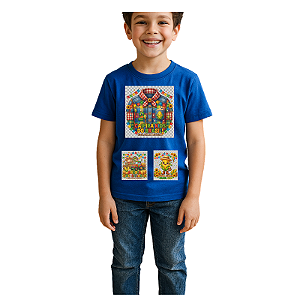 camiseta festa junina caipira divertida 100% algodão macia confortável várias cores tamanhos 10 a 16