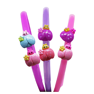 kit tiara infantil menina plástico borboletas cores sortidas divertidas tamanho 12x14 cm