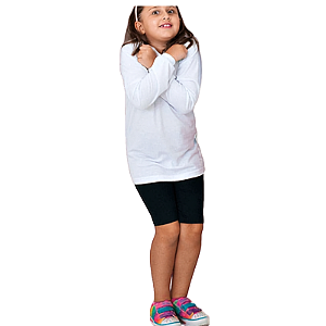 camiseta infantil manga longa branca 100% algodão confortável lisa com punho unissex tamanhos 4 a 10