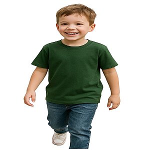 camiseta verde militar musgo básica unissex 100% algodão macia confortável tamanhos infantil juvenil adulto