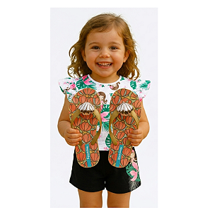 kit sereia menina conjunto blusa short com chinelo estampado tamanhos 2 e 3 anos