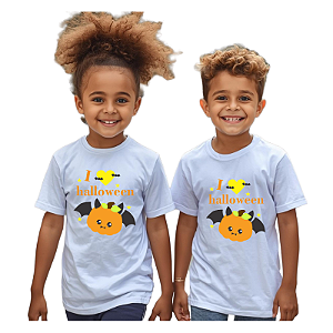 camiseta infantil halloween unissex estampa digital 100% algodão confortável tamanhos 2 a 16