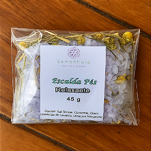 Escalda Pés Aromático Relaxante 45g |  Camomila e Óleos Essenciais de Lavanda, Laranja e Manjerona | Lemonflora | Lemonflora