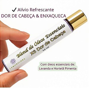 Blend Roll-On Aromaterapia 10ml | Alívio da Dor de Cabeça Enxaqueca Cefaléia| Hortelã-Pimenta & Lavanda | Lemonflora