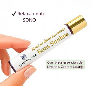 Blend Roll-On Aromaterapia 10ml | Sono Tranquilo, Dormir Bem, Bons Sonhos | Cedro, Lavanda & Laranja Doce | Lemonflora