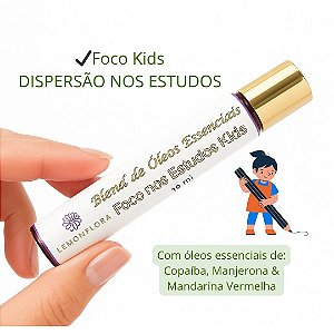 Blend Roll-On Kids Infantil 10ml | Foco TDAH I Concentração nos Estudos | Vetiver, Lemongrass & Limão | Lemonflora