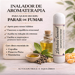 Inalador Nasal Aromaterapia Apoio para Parar de Fumar | Anti-Fumo I Sem Tabaco I Aromastick Liberdade Essencial Lemonflora