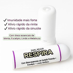 Inalador de Aromaterapia Aromastick com Óleos Essenciais Respira I Descongestiona e Alivia Rinite, Gripe e Sinusite, Alergias