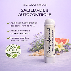 Inalador de Aromaterapia com Óleos Essenciais Leveza Essencial - Saciedade / Apoio Emagrecimento / Compulsão Alimentar