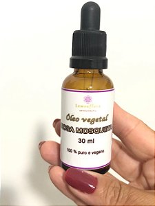 Óleo Vegetal de Rosa Mosqueta Rubiginosa 100% puro e vegano 30ml vidro âmbar para o rosto, corpo e cabelo