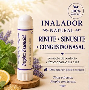 Inalador Aromaterapia Descongestionante Natural I Sinusite, Rinite Frescor e Conforto Respiratório | Óleos Essenciais Naturais