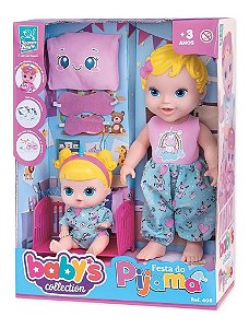 Boneca e Bebê Para Brincar De Festa Do Pijama Babys Collection