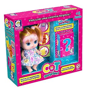 Boneca Cot Surprise Cabelo Rosa E Amarelo Cotiplás