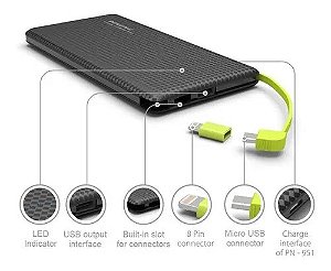 Carregador Portátil POWERBANK 5.000 MAH c/ Adaptador