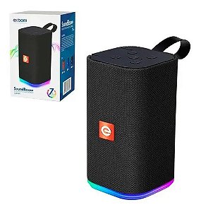 Caixa de Som s/ Fio Com Led RGB Bluetooth/Usb/SD Cor Preta