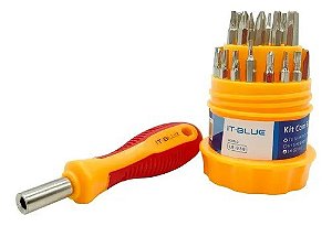 Kit de Chaves de Precisão 31 Ponteiras Fenda, Philips e Tork