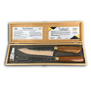 KIT FULL CARBONO MADEIRA - Classic 8" + Garfo 8" + Caixa de Madeira