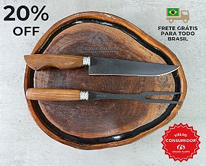 KIT FULL CARBONO BLACK MADEIRA - Picanheira 8" + Garfo 8"