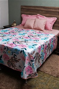 Cobre Leito Casal Queen (Floral Rose)
