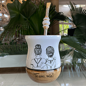 Presente Mãe - Kit Cuia Premium Bicolor Personalizada + Bomba