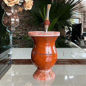 Cuia Baronesa Personalizada + Bomba Banhada - Porongo Resinado