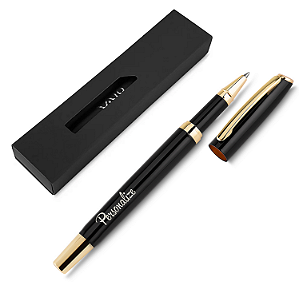Caneta Metal Preta com Dourado Personalizada