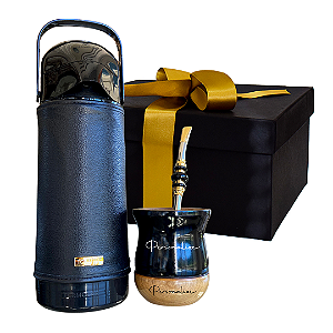 Caixa Presente Para Elas - Cuia + Bomba Banhada + Térmica 1L com Capa em Couro Personalizada