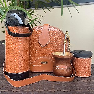 Presente Mãe - Mateira Prenda com Cuia Personalizada - Couro Sintético Caramelo