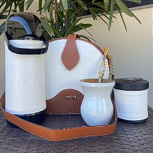Mateira Prenda com Cuia Personalizada - Couro Sintético Branco